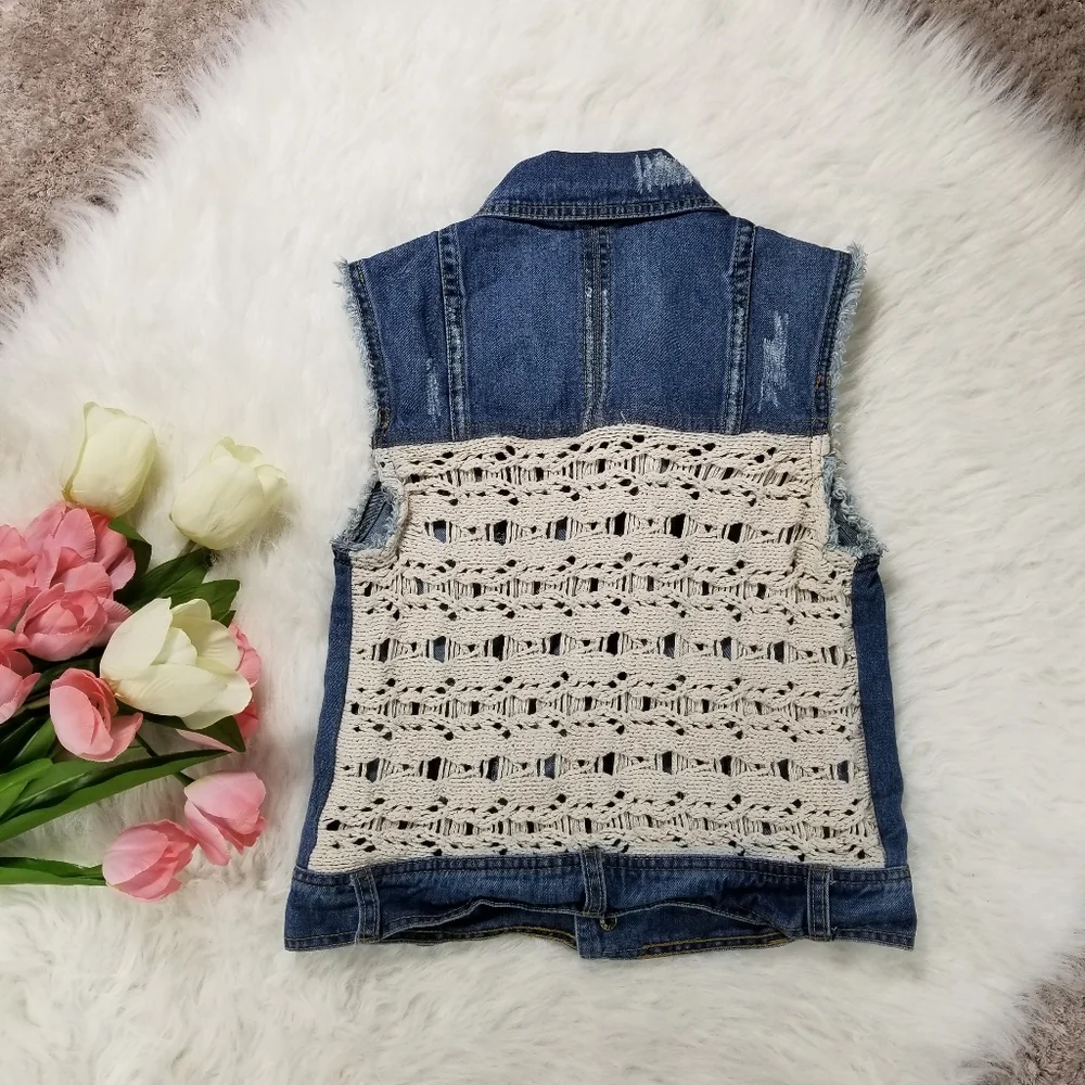 FREE PEOPLE Sleeveless Denim Vest (W2-96) ⁂ - Picture 6 of 6